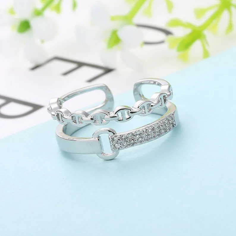0.25Ct Round Brilliant Cut Moissanite ring, Stackable Wedding band, White gold Unique Diamond band, Celtic Bridal Anniversary gift for women