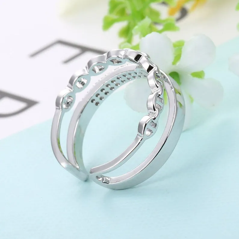 0.25Ct Round Brilliant Cut Moissanite ring, Stackable Wedding band, White gold Unique Diamond band, Celtic Bridal Anniversary gift for women