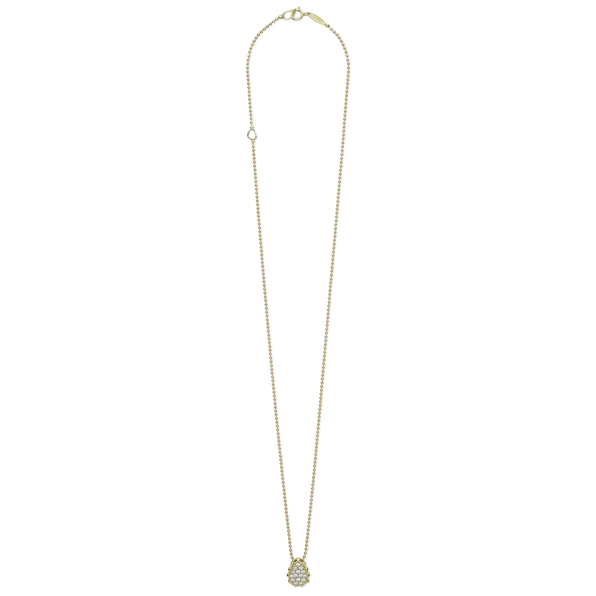 18K Caviar Gold Pave Diamond Pendant Necklace