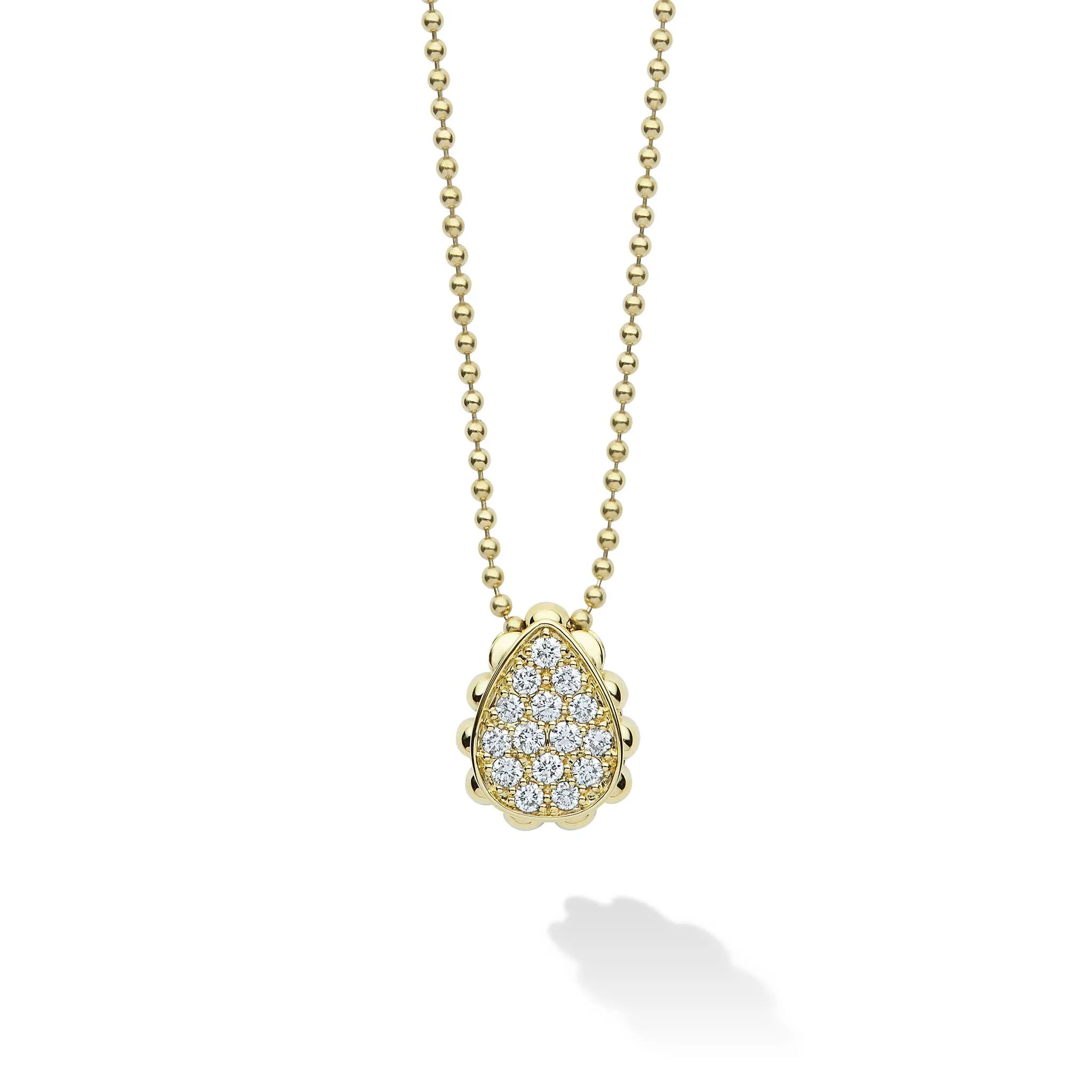 18K Caviar Gold Pave Diamond Pendant Necklace