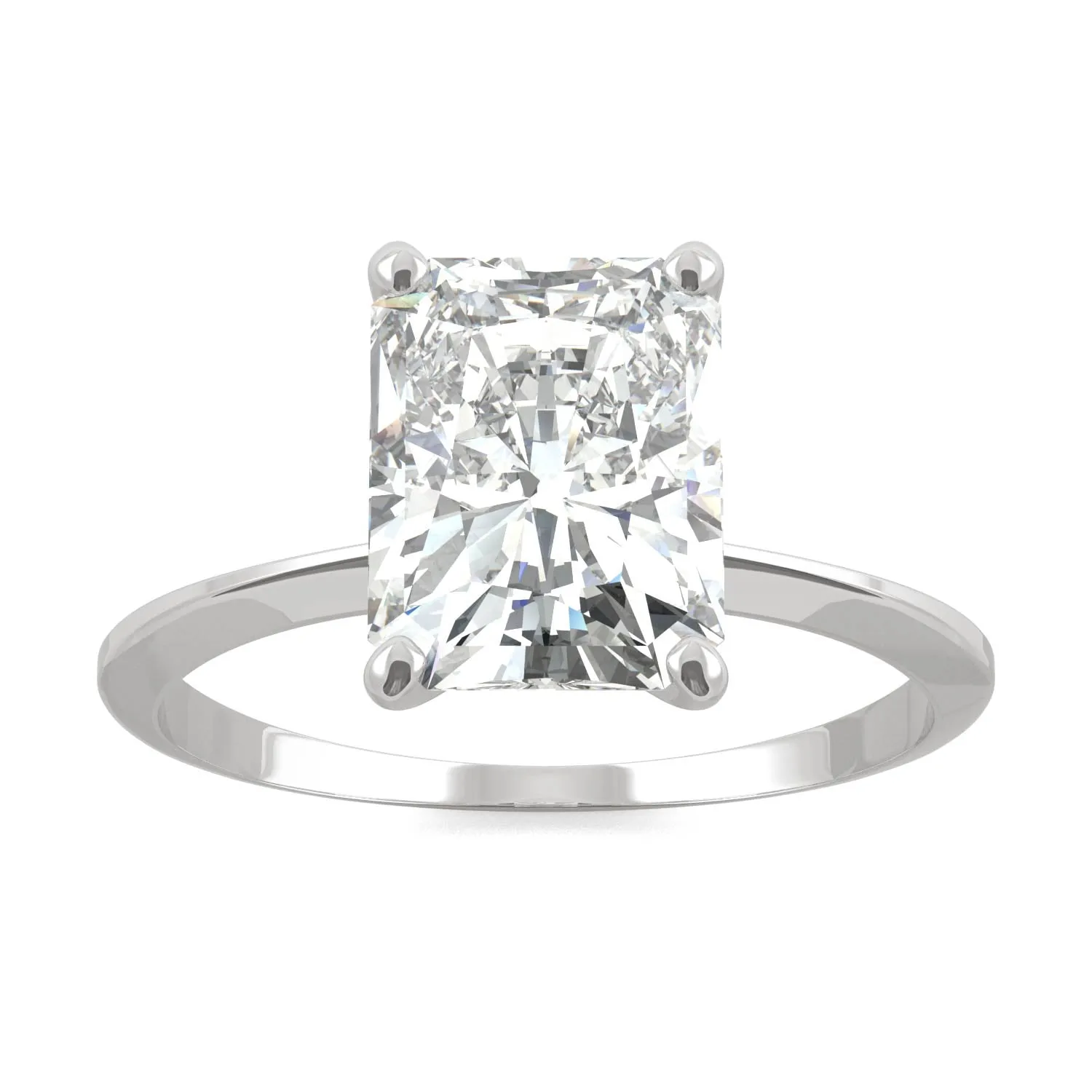 2.70 CTW DEW Radiant Moissanite Solitaire Engagement Ring in 14K White Gold