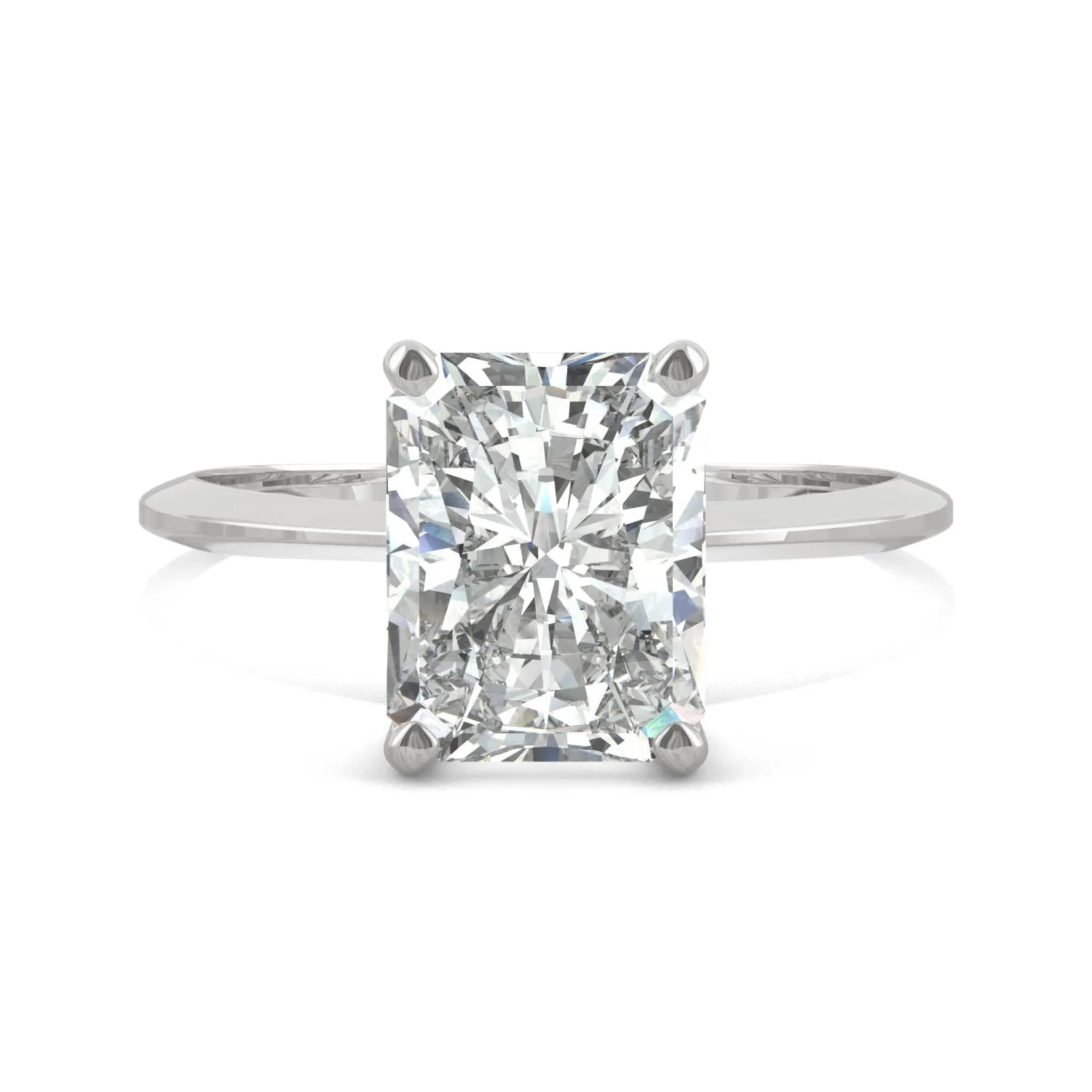 2.70 CTW DEW Radiant Moissanite Solitaire Engagement Ring in 14K White Gold