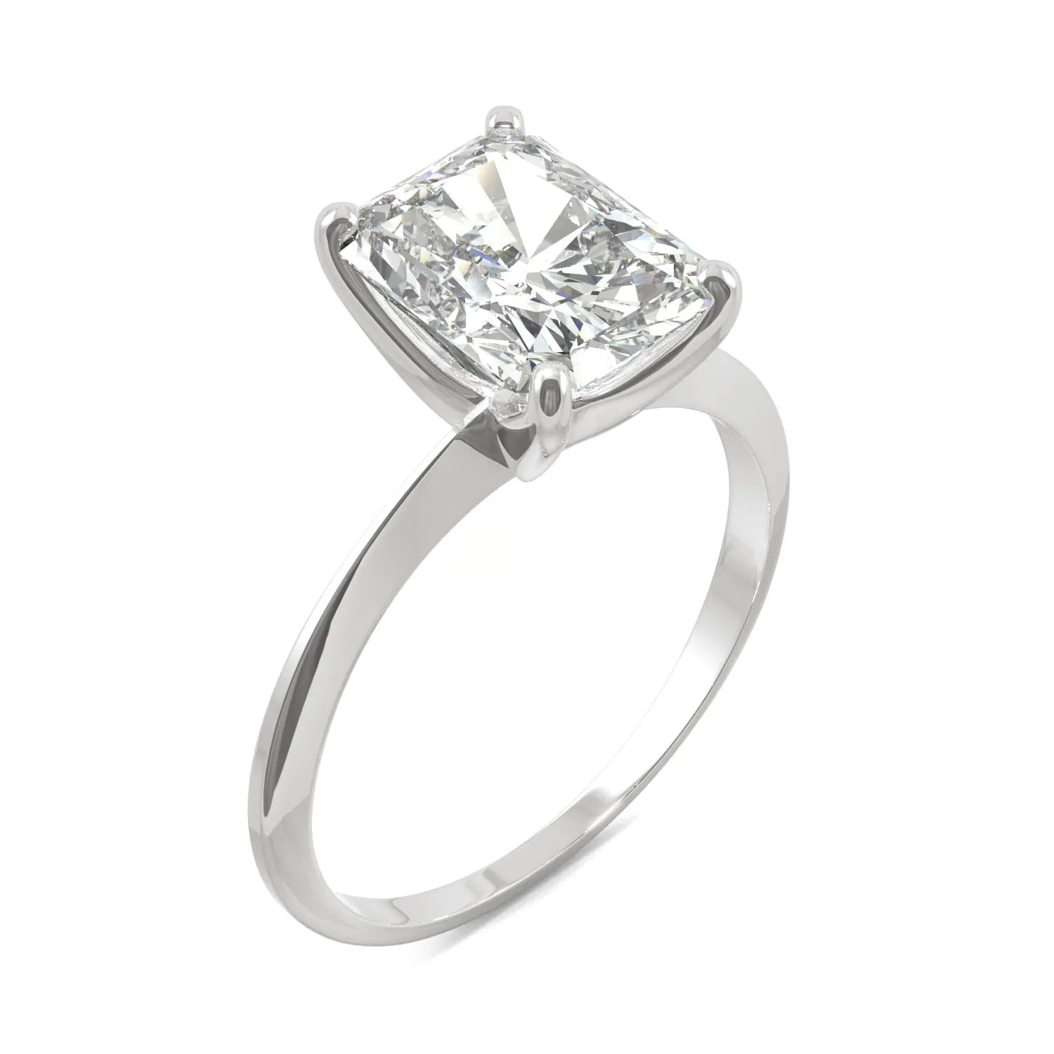 2.70 CTW DEW Radiant Moissanite Solitaire Engagement Ring in 14K White Gold