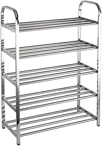 5-Tier Stainless Steel Shoe Storage Rack – Space-Saving Multi-Purpose Organizer for Home or Office