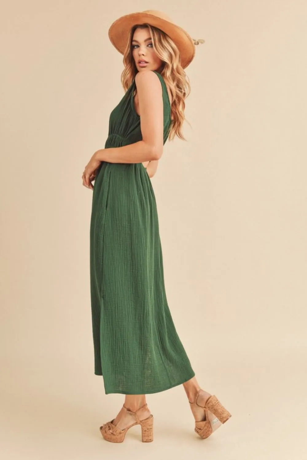 Aemi   Co Side Slit Round Neck Sleeveless Tank Dress