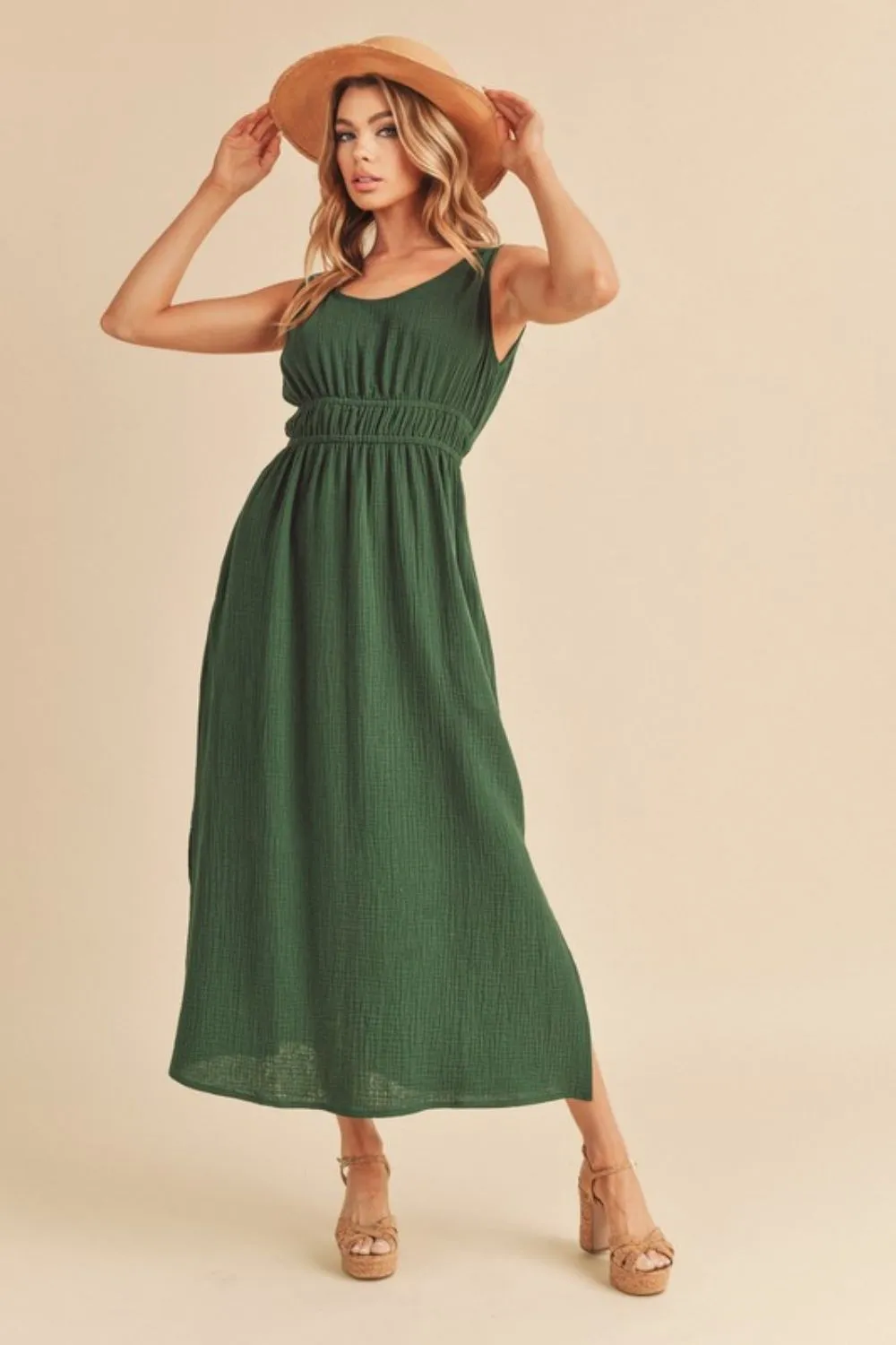 Aemi   Co Side Slit Round Neck Sleeveless Tank Dress