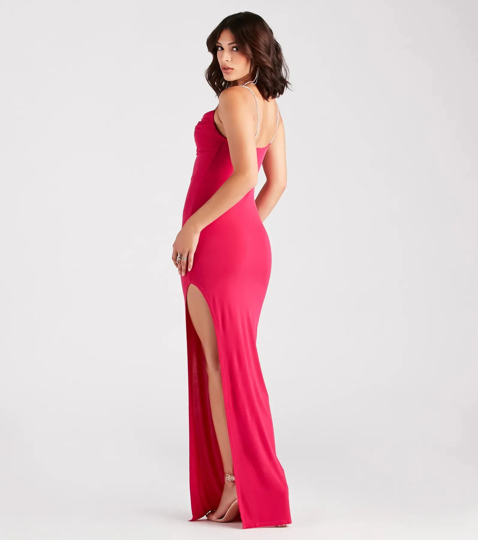 Alisha Rhinestone Strap Formal Dress