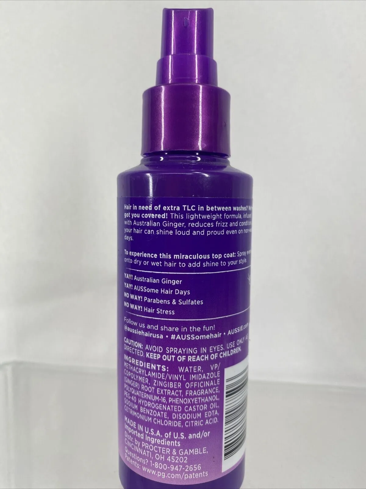 Aussie Gloss-Ified Glossing Spritz Sleek Shine Spray Ginger 4.2oz
