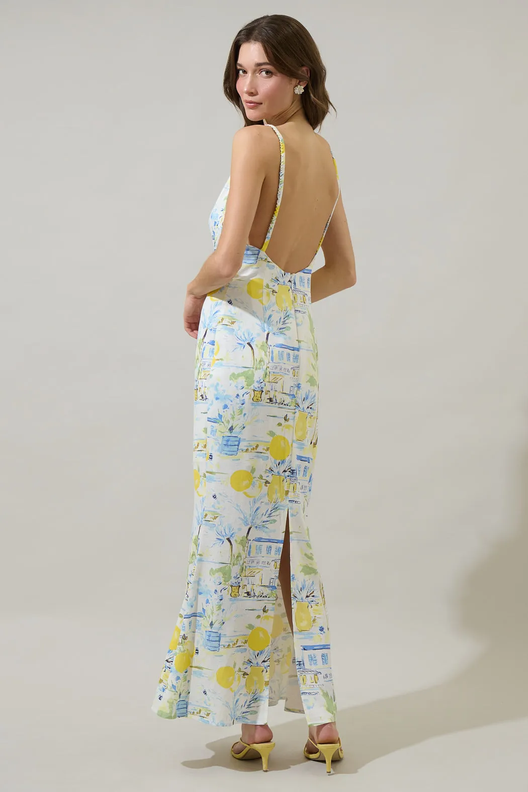 Bart Town Mizie Open Back Maxi Dress - Blue Multi
