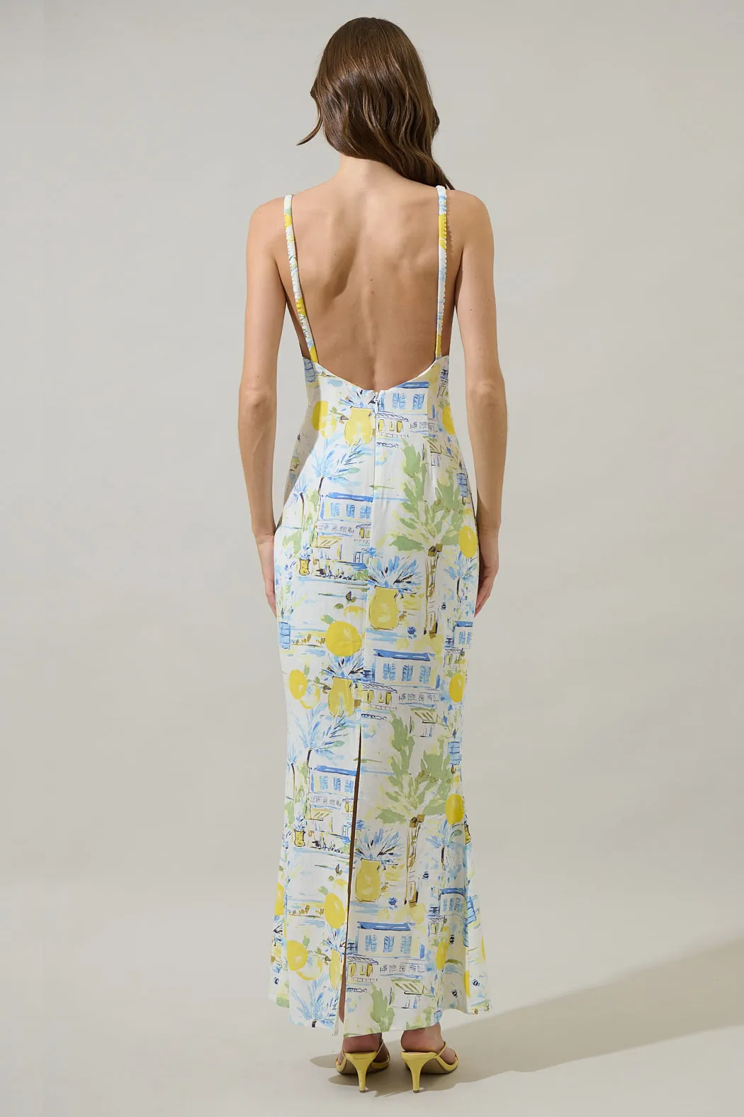 Bart Town Mizie Open Back Maxi Dress - Blue Multi