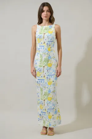 Bart Town Mizie Open Back Maxi Dress - Blue Multi