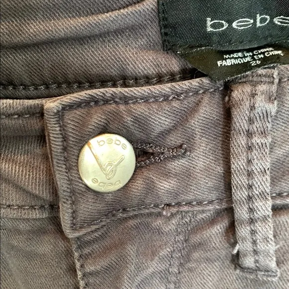 bebe Gray Moto Skinny Jeans with Zipper Accents Size 26