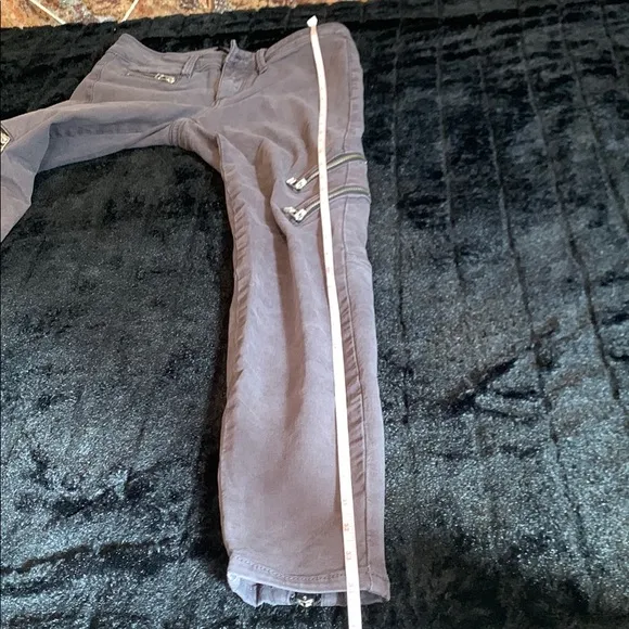 bebe Gray Moto Skinny Jeans with Zipper Accents Size 26