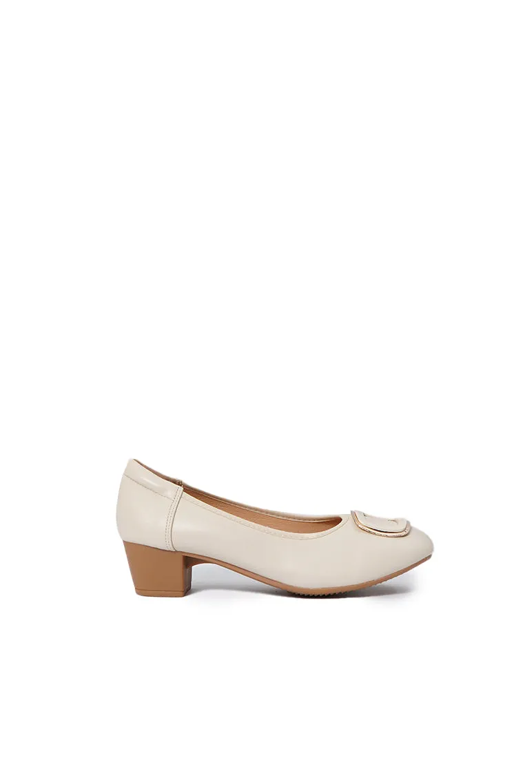 Beige Block Heels