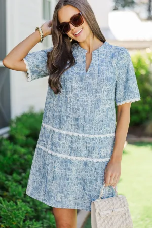 Better Times Navy Blue Embroidered Dress