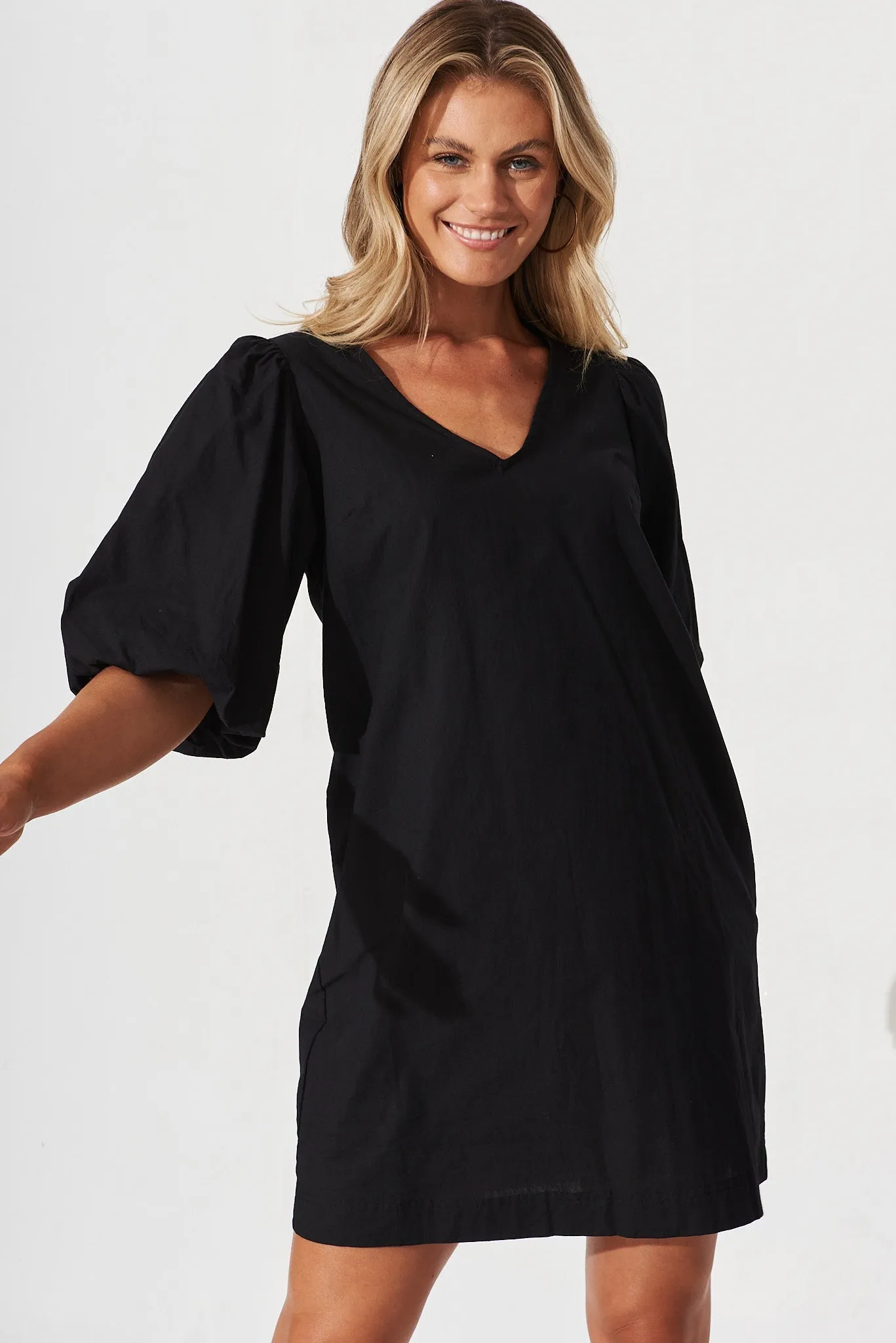 Black Cotton Ashlynn Dress