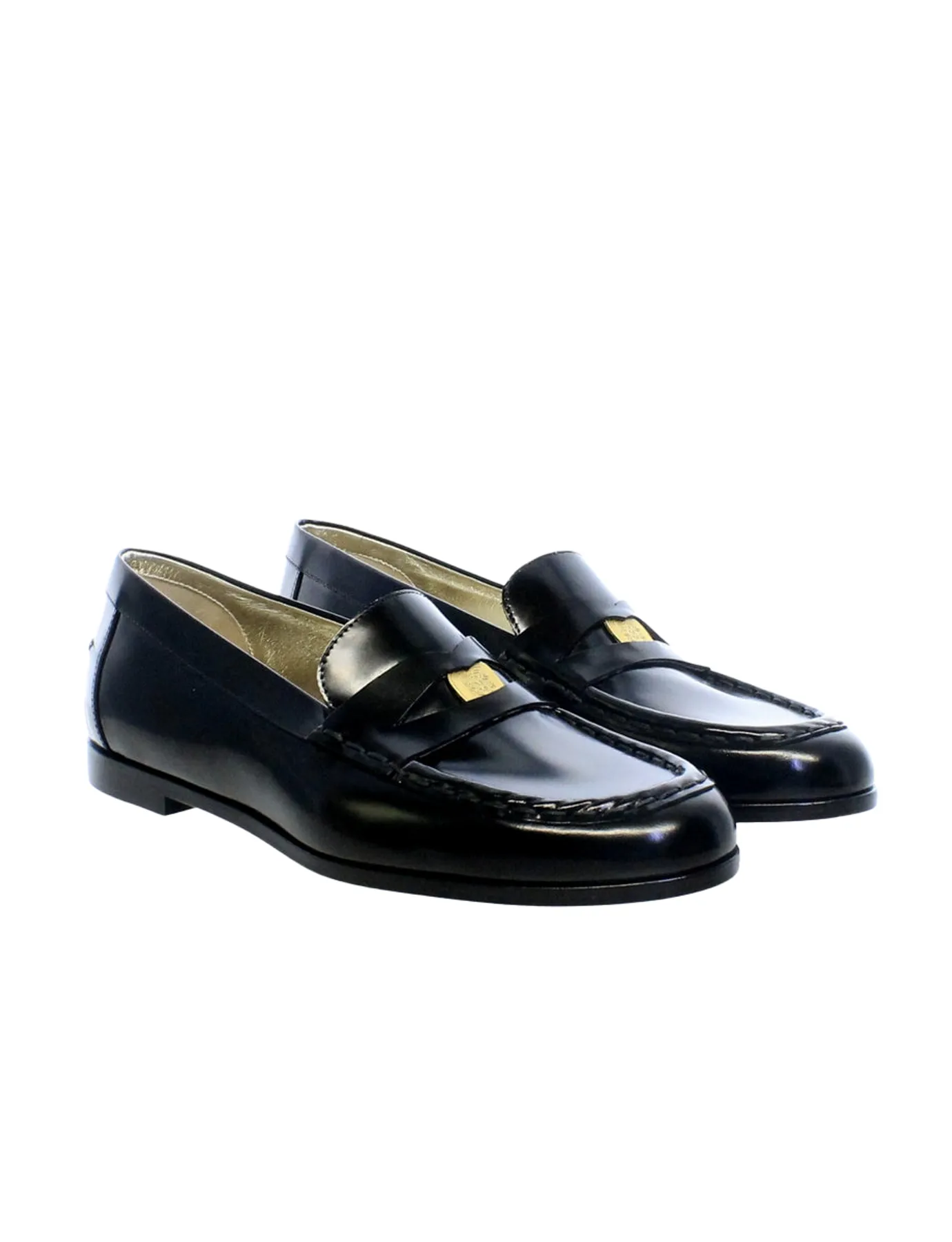 Black leather loafer