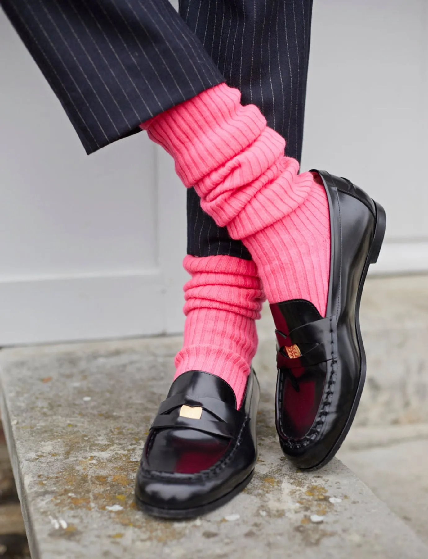 Black leather loafer