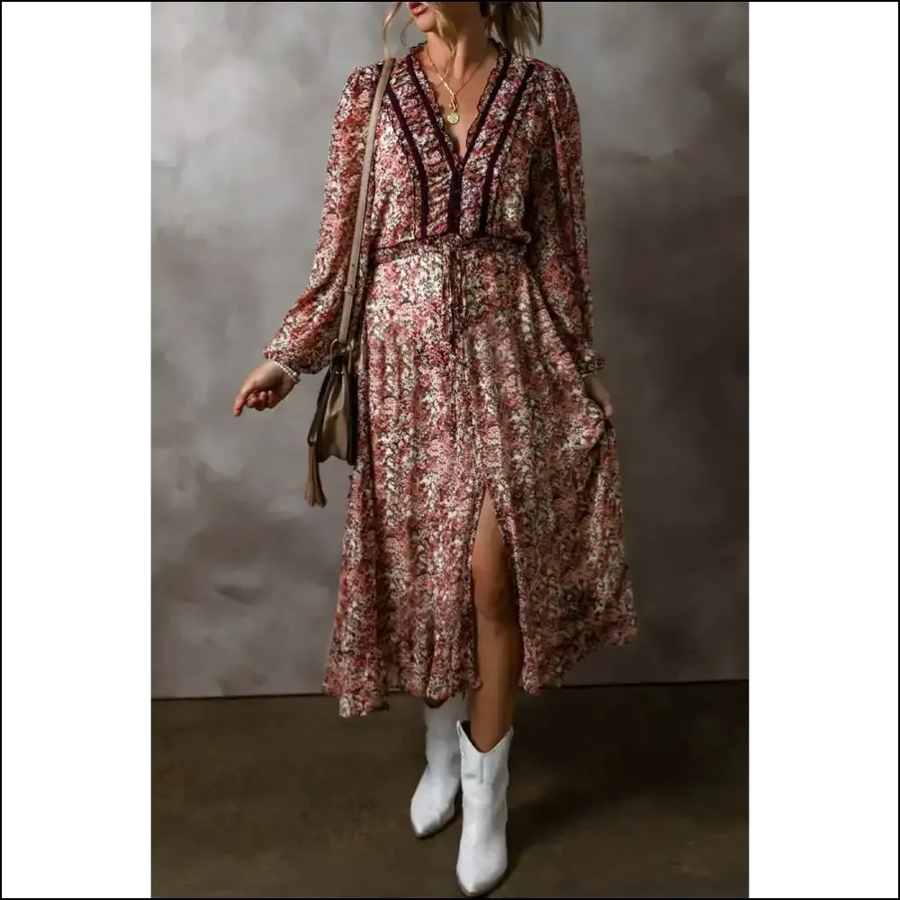 Brown Floral Midi Dress: Chic  Goddess Vibes Only! 🌼 Needful Things