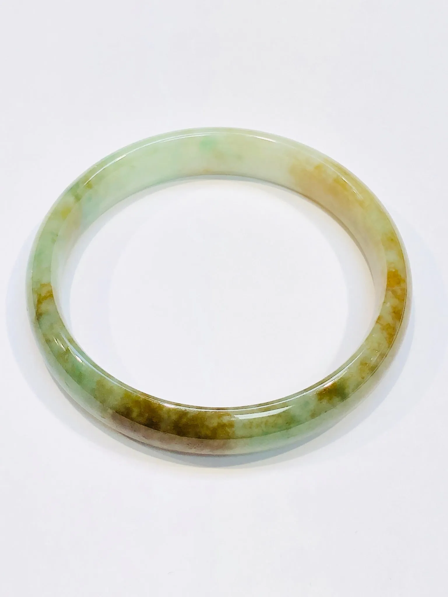 Burmese Icy Tri Color Jadeite Comfort Fit Bangle