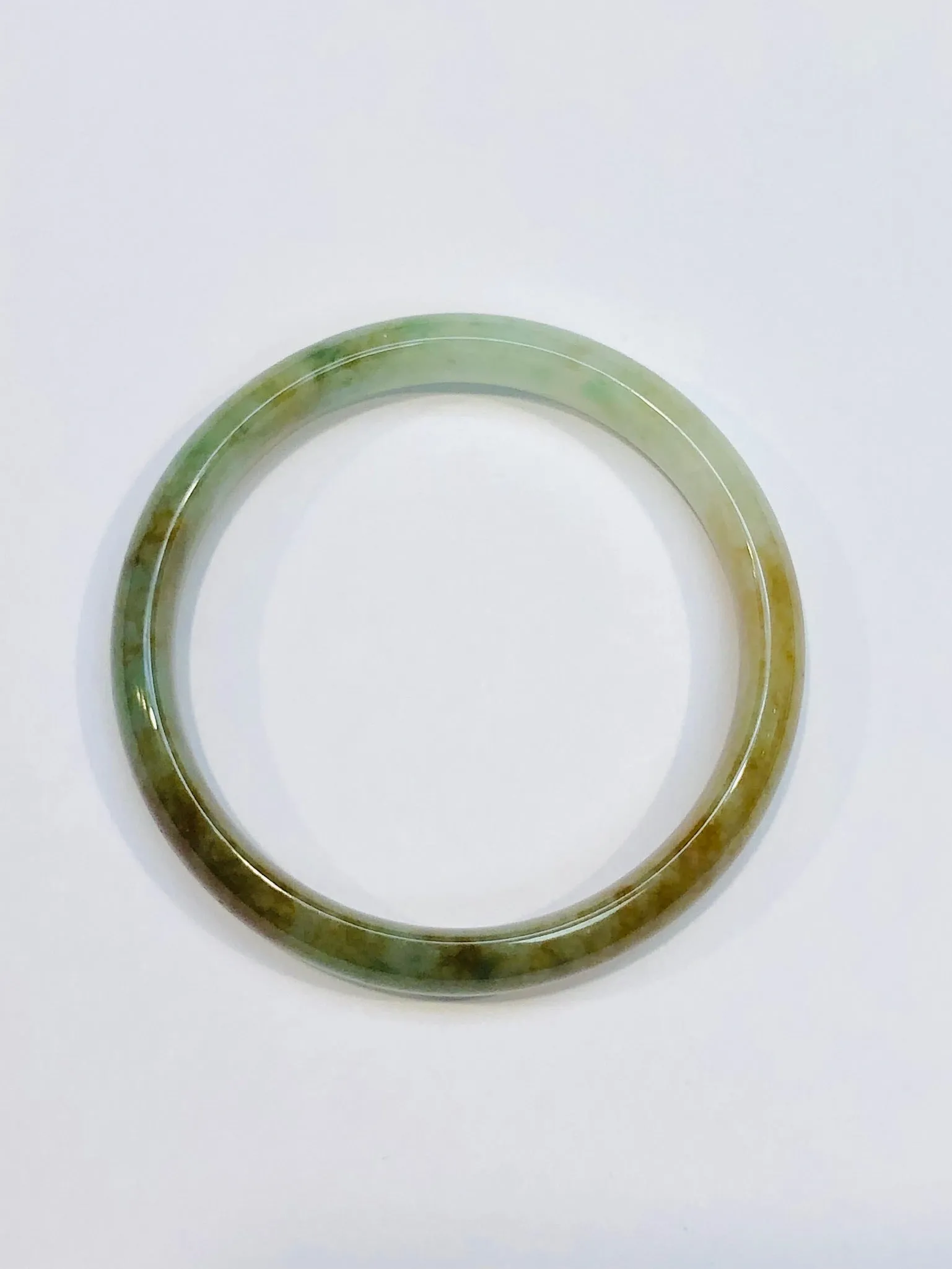 Burmese Icy Tri Color Jadeite Comfort Fit Bangle