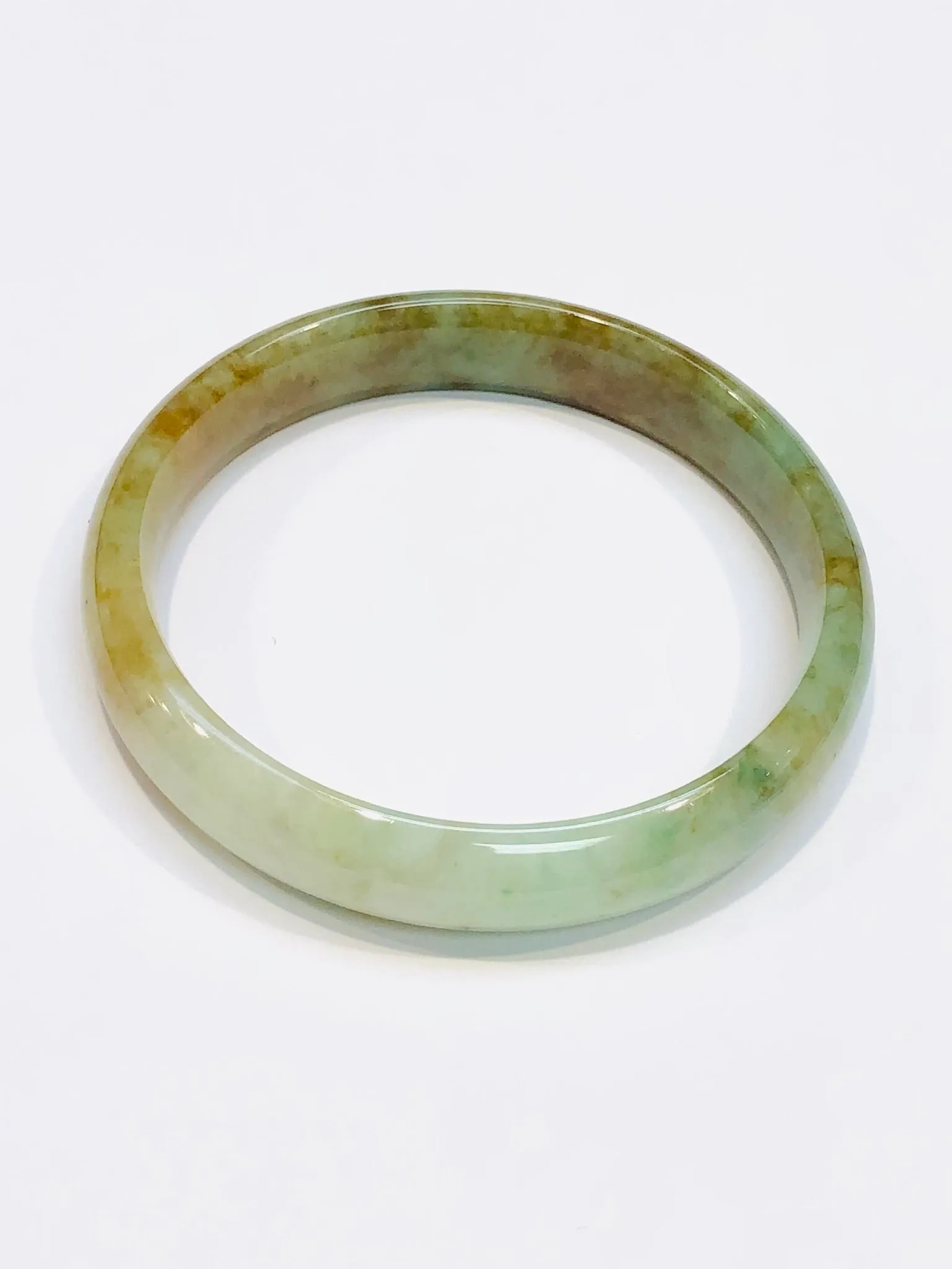 Burmese Icy Tri Color Jadeite Comfort Fit Bangle