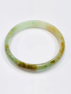 Burmese Icy Tri Color Jadeite Comfort Fit Bangle