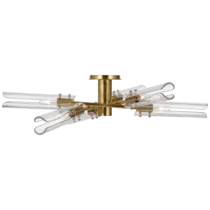 Casoria XL Radial Flush Mount in Hand-Rubbed Antique Brass with Clear Glass