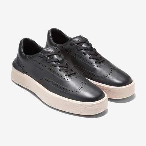 Cole Haan Men's GrandPrø Crew Wingtip Sneaker Black Birch Leather C37602