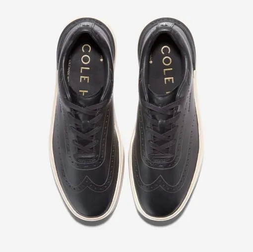 Cole Haan Men's GrandPrø Crew Wingtip Sneaker Black Birch Leather C37602