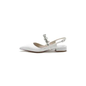 Crystal Strap Pointed Toe Low Heels
