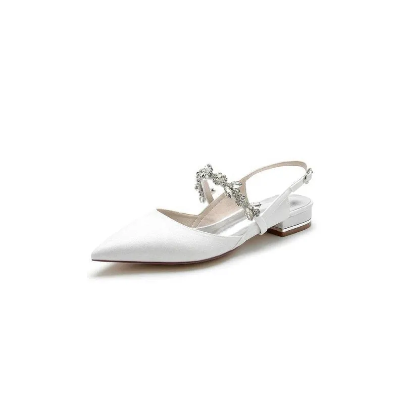 Crystal Strap Pointed Toe Low Heels