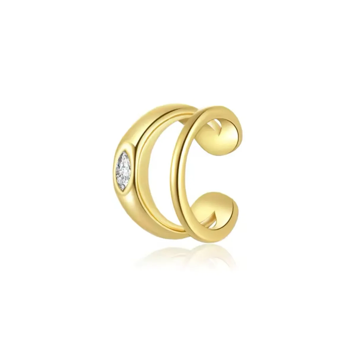 Double Ear Cuff Single CZ Stone