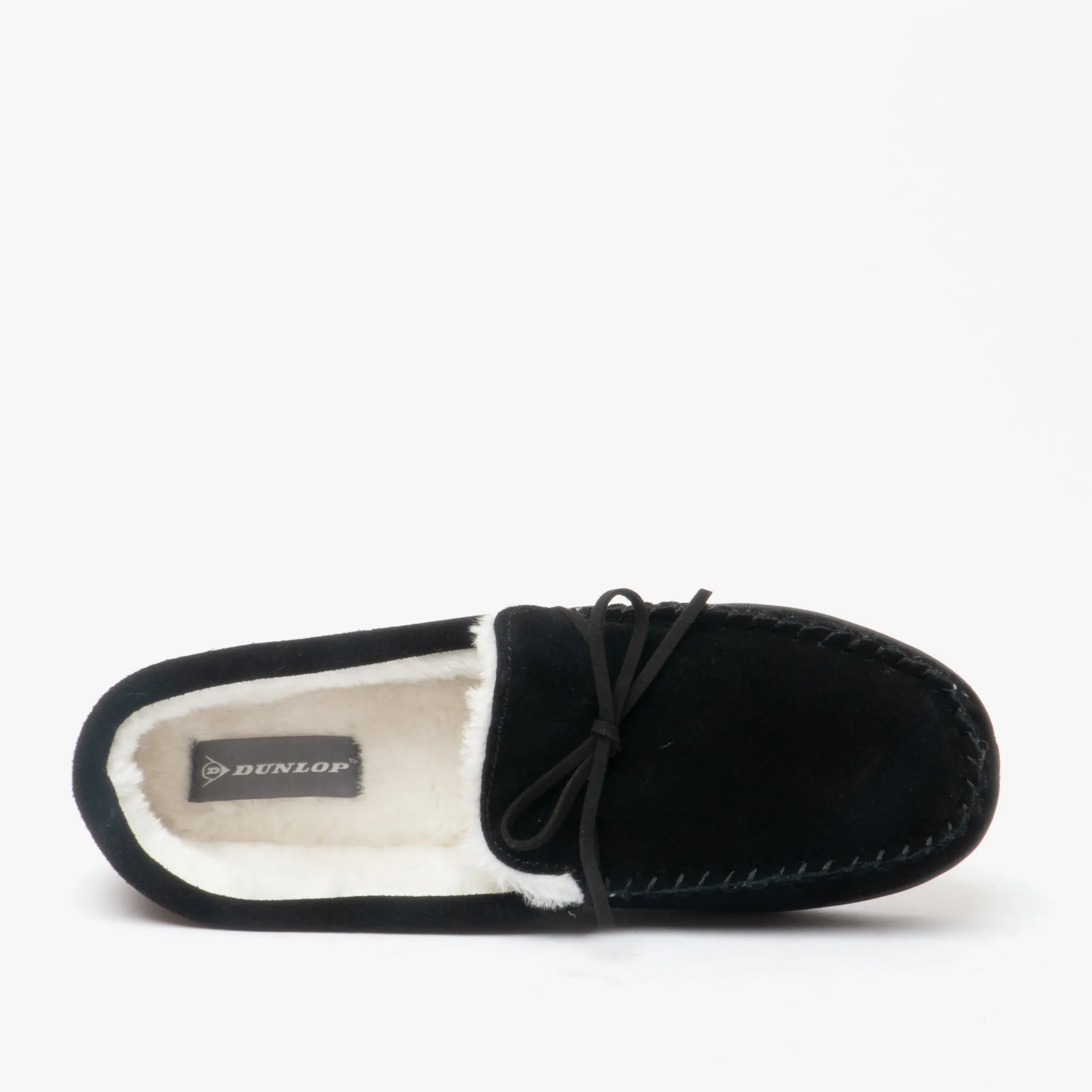 Dunlop JOSHUA Mens Leather Moccasin Slippers Black