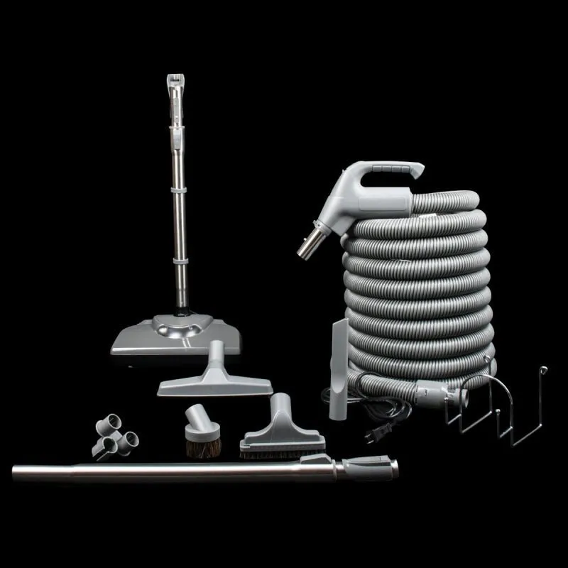Economy Central Accessory Kit With 1 3/8" X 35' Hose, Tools, And Hanger - Titanium Grey