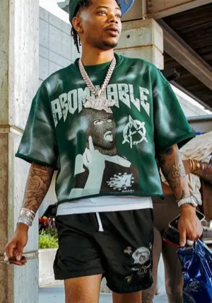 Edgy Graphic Print Short-Sleeve T-Shirt with Urban Appeal