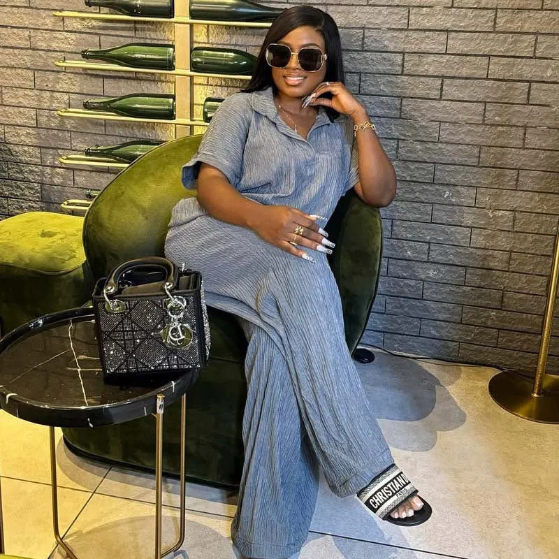 Effortless Chic Plus Size Turndown Collar Two-Piece Set for Stylish Comfort