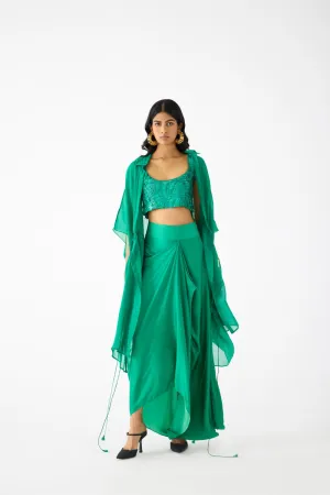 EMERALD BLOUSE WITH KNOT SKIRT