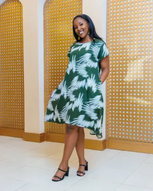 Emunali  Knee Length Dress- Green