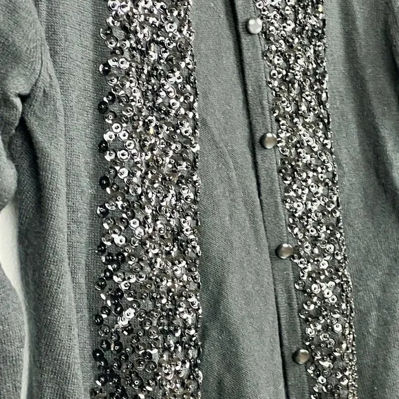 EUC Talbots Black Silk Cashmere Sequin Sweater Cardigan Size Medium