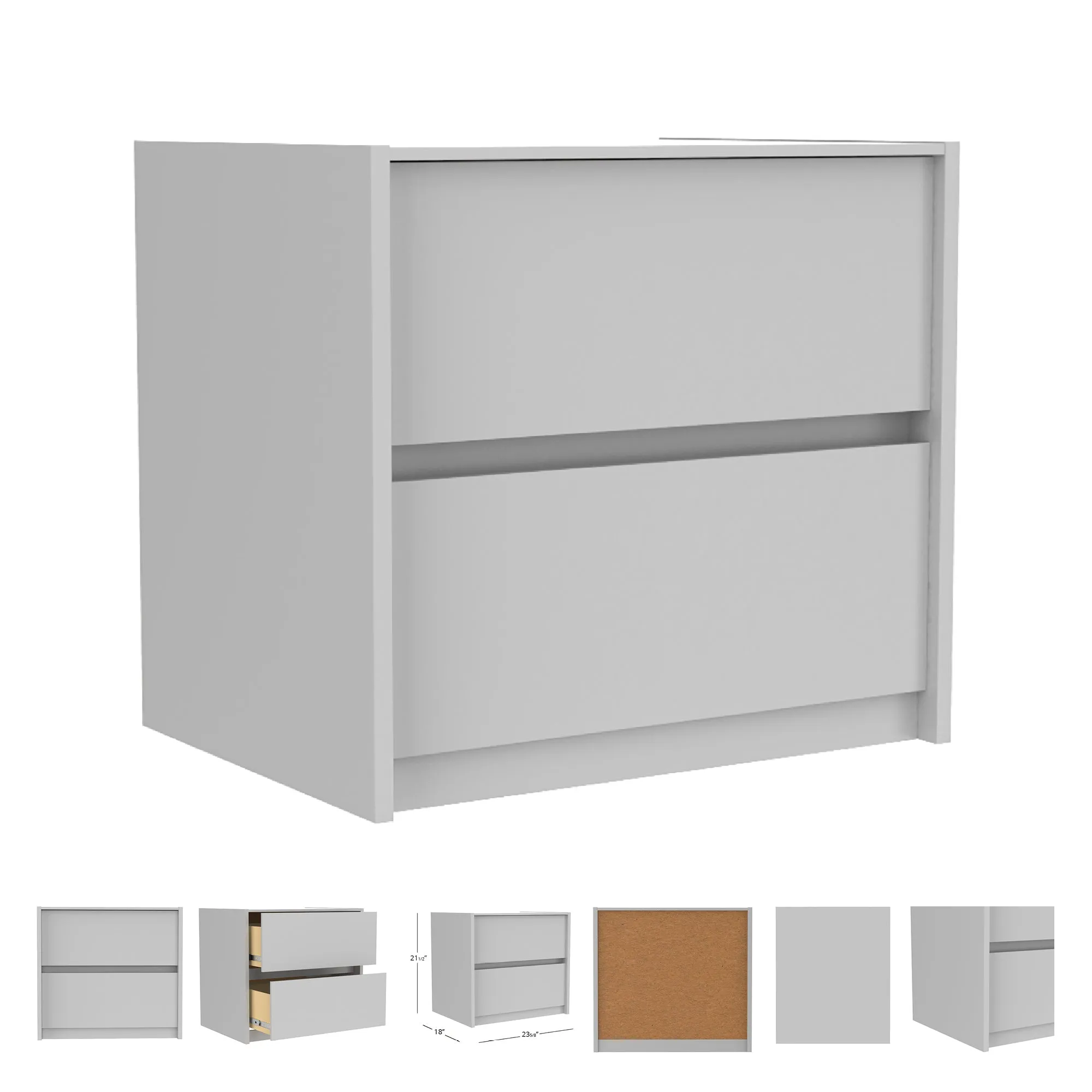 Farona night table for bedroom decoration, light grey