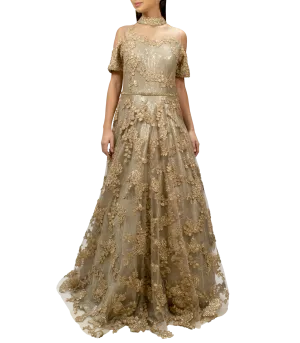 Gold Cold Shoulder Gown
