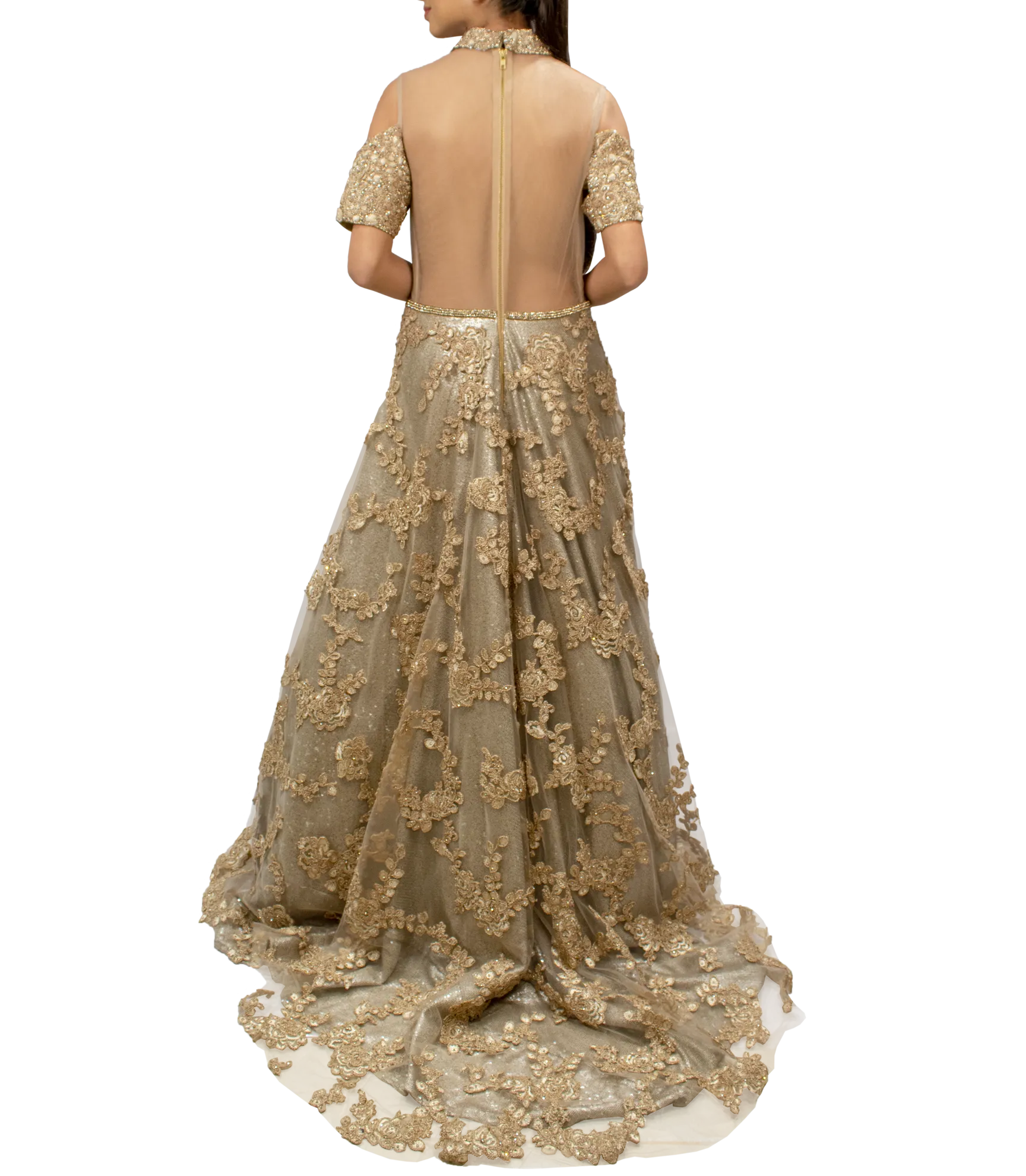Gold Cold Shoulder Gown