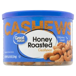 Great Value Honey Roasted Cashews, 8.25 oz FREE AND FAST SHIPPING