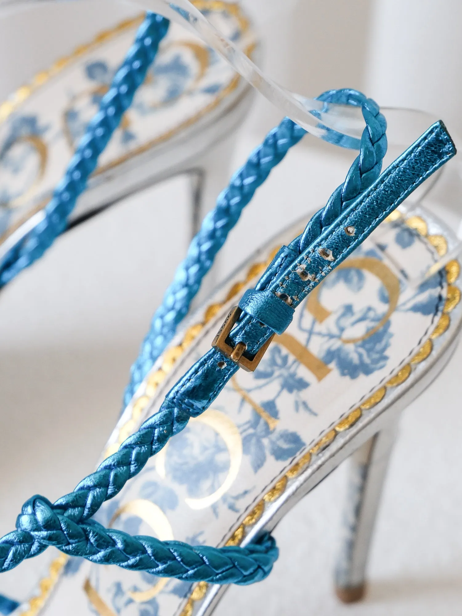 'Haines' Braided Leather Heels, Size 38.5
