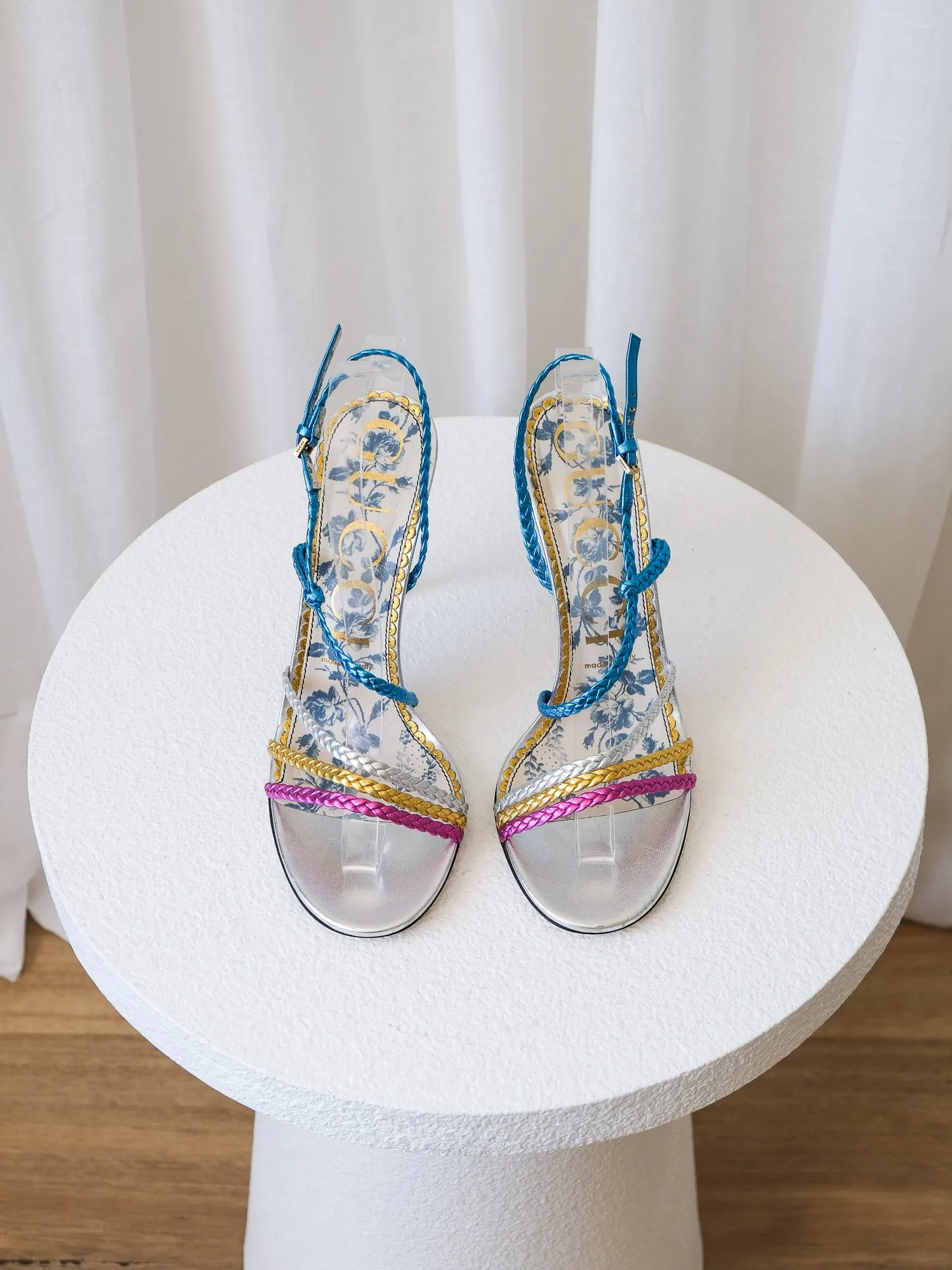 'Haines' Braided Leather Heels, Size 38.5