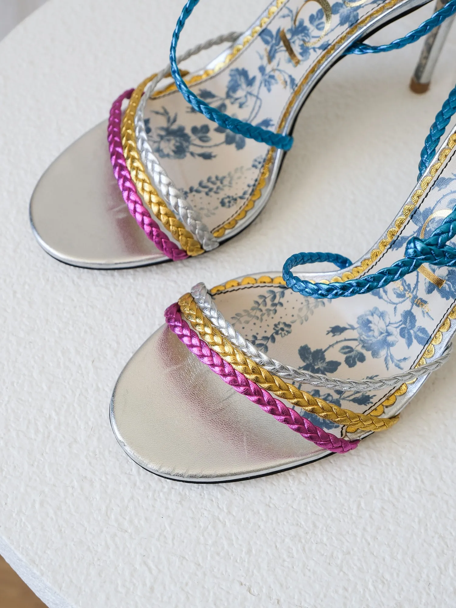 'Haines' Braided Leather Heels, Size 38.5