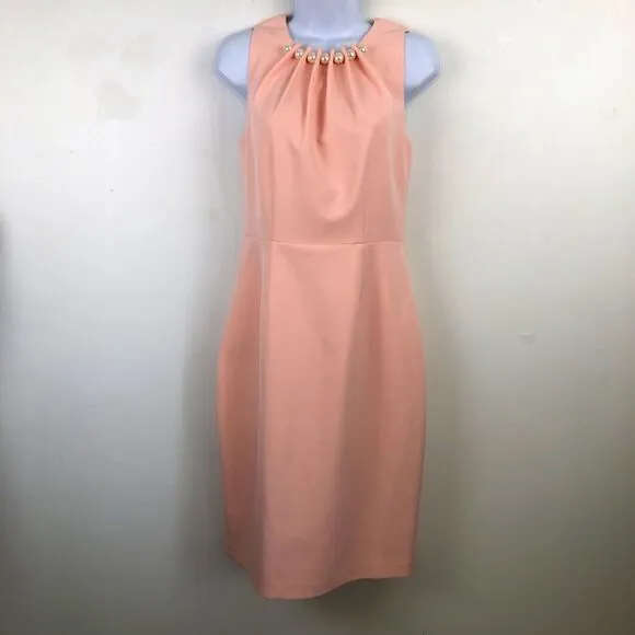 Harper Rose Lovely Peach Dresses With Pearls Along Neckline!