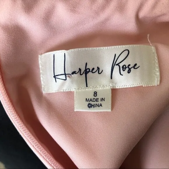 Harper Rose Lovely Peach Dresses With Pearls Along Neckline!