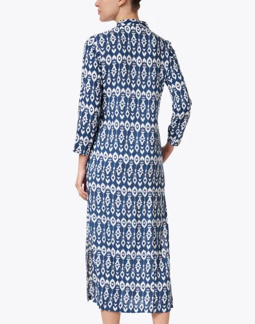 Indigo Ikat Print Duster Dress